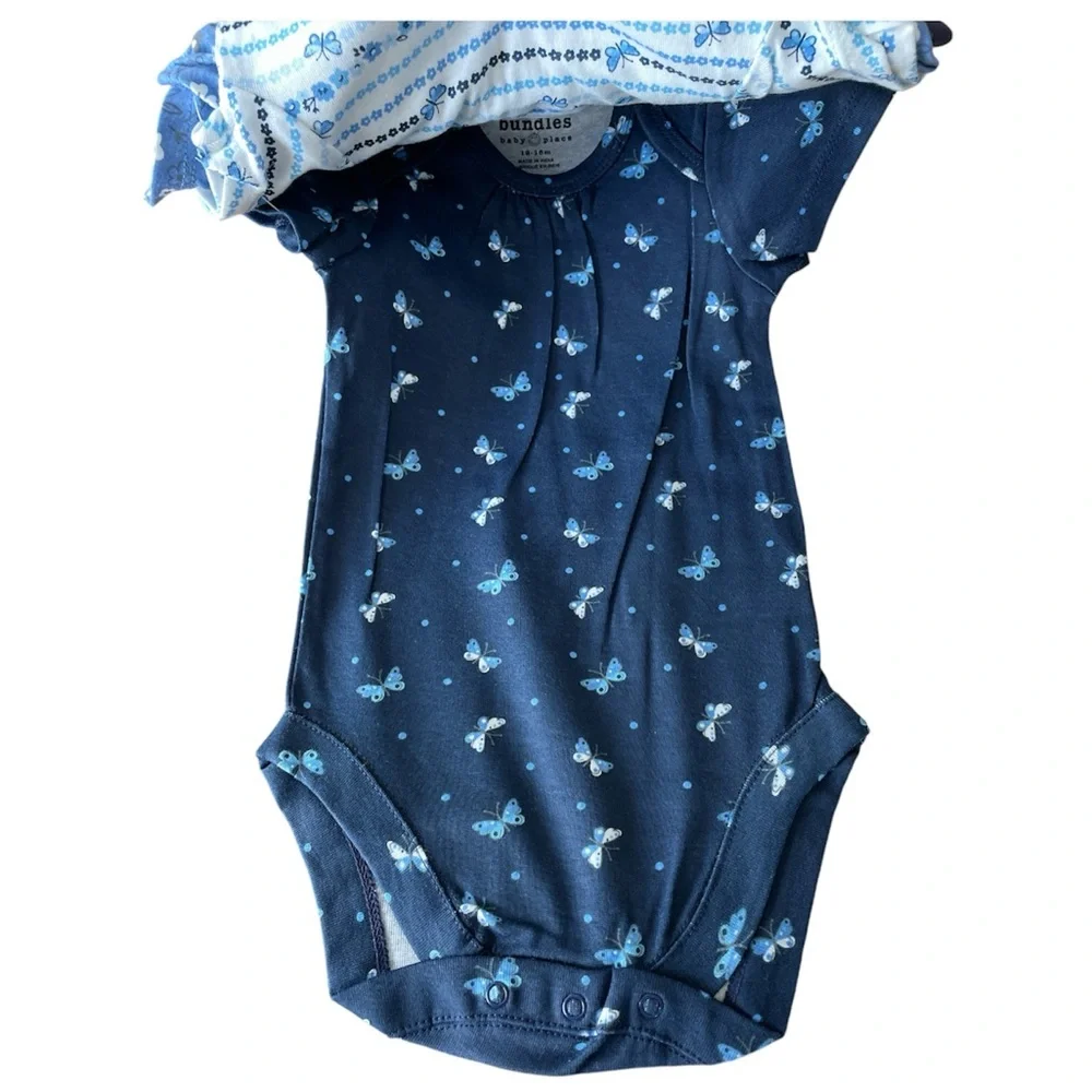 The Children's Place Blue/White Onesie Bundle